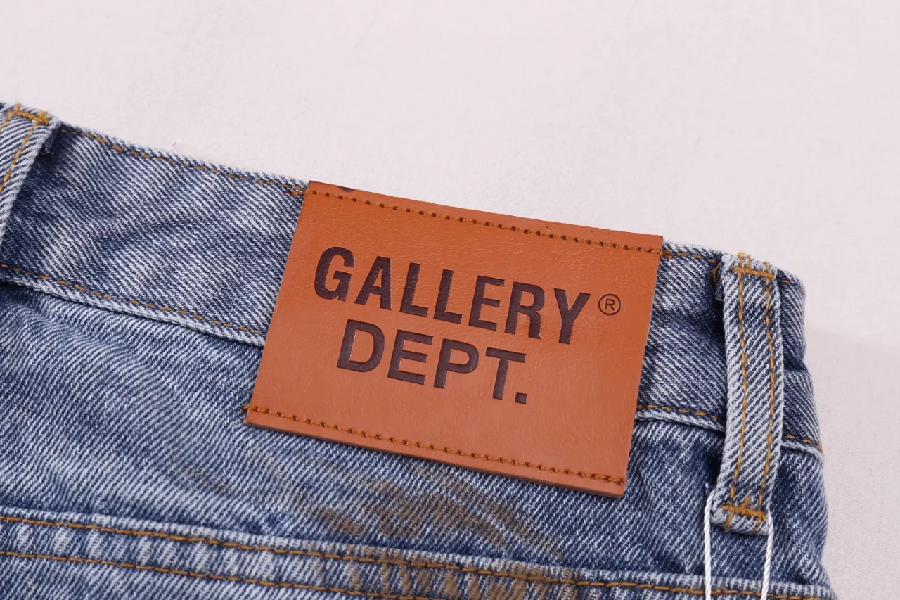 651#Gallery Dept New Retro Old Splashed Paint Holes Dirty Feng Shui Washed Mud Dyeing Logging Workwear Jeans American High Street Casual Workwear Trousers Washed Blue S～XL p290